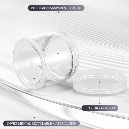 SATINIOR 36 Pieces 2 oz Plastic Jars with Lids Wide Mouth Airtight Reusable Container Acrylic Cosmetic Small Jars for Lotions Ointments Travel Toiletries Creams Make up Storage(Clear) - color: Clear, size: 2 oz