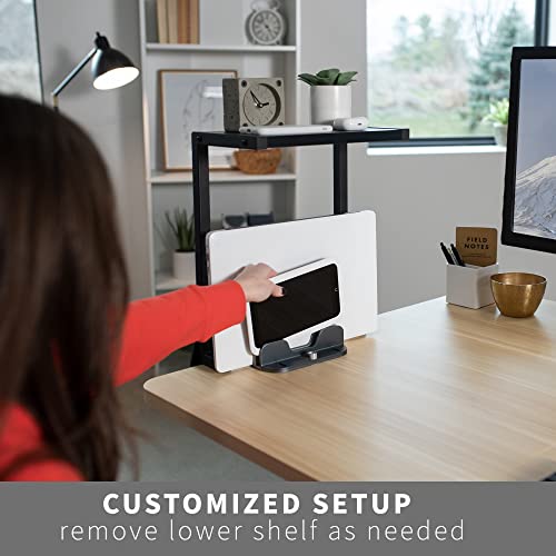 VIVO Black Clamp-on 13 inch 2-Tier Desk Shelf, STAND-SHELF2C - color: Black, size: 13 inch