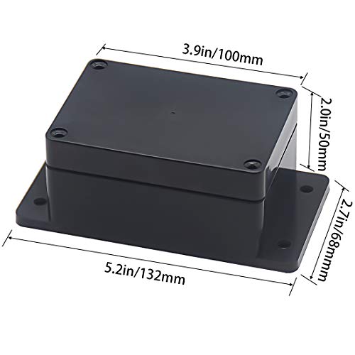 Zulkit Junction Box ABS Plastic Dustproof Waterproof IP65 Universal Electrical Boxes Project Enclosure with Fixed Ear Black 3.94 x 2.68 x 1.97 Inch (100 x 68 x 50 mm) (Pack of 1) - size: 3.94" x 2.68" x 1.97"(Pack of 1)