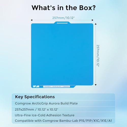 Comgrow ArcticGrip Aurora Cold Build Plate for Bambu-Lab A1 P1S P1P X1C X1E - size: 257x257mm