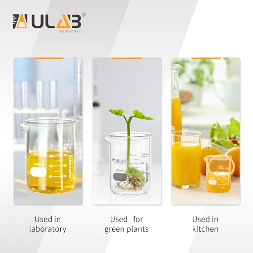 ULAB Heavy Duty Glass Beakers, Vol.4000ml (135oz), Borosilicate 3.3 Glass, Thick Wall Beakers, with Double Scale, Superior Durability & Chemical Resistance, UBG1067 - style: 1pc of Vol.4000ml