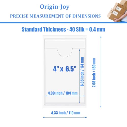 Origin-Joy 25 PCS Self-Adhesive Index Label Pockets, Clear Plastic Peel & Stick Card Holders with Top Open for Loading (4 x 6.5 inch) - size: 4 x 6.5 inch, style: Vertical