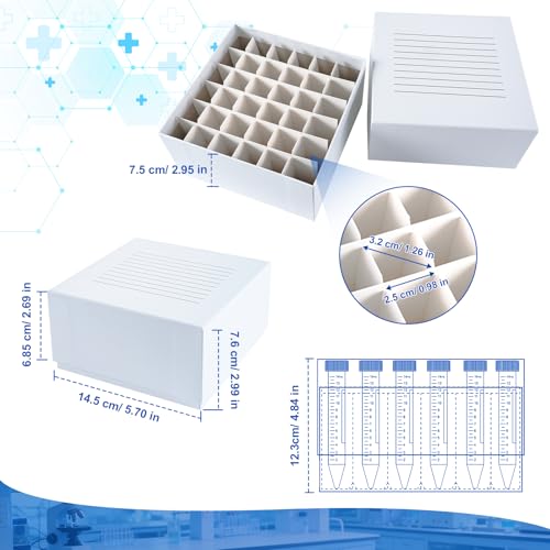 36-Place Cryo Boxes, 3 Inch Height, for 15ml Tubes, Case of 20 - size: 36-well