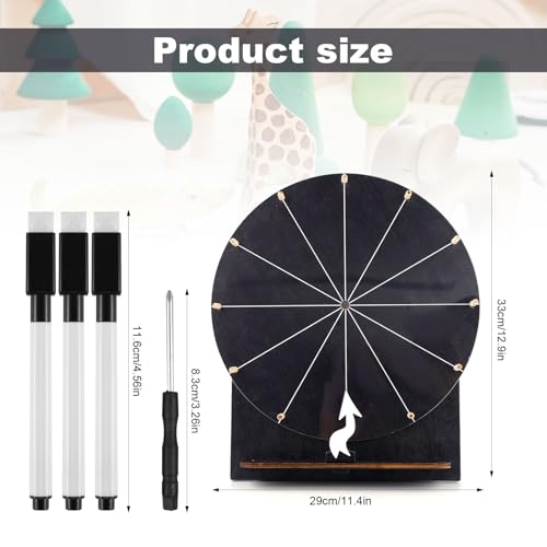 NQEUEPN Wooden Spinning Wheel, 11.4inch Prize Wheel Spinning Prize Wheel Tabletop Spinner Raffle Wheel Roulette Wheel for Fortune Game Prizes Carnival Trade Show (Black) - color: Black