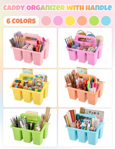 6 Pack Classroom Caddy Organizer with Handle, Table Caddy Classroom - color: Macaron