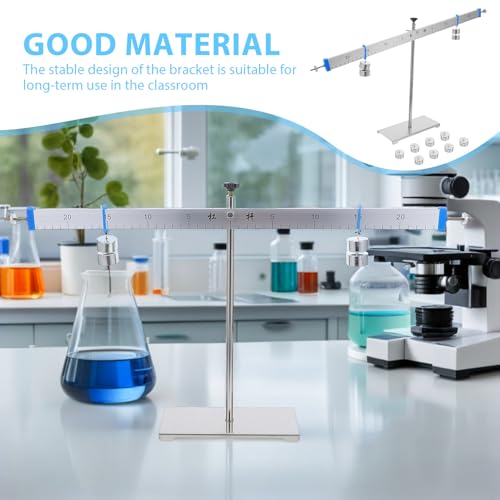 Alloy Lever Balance with 50cm Aluminum Stand and 10 Hook Weights Physics Teaching Tool for Classroom Experiments and Balance Equation Demonstrations