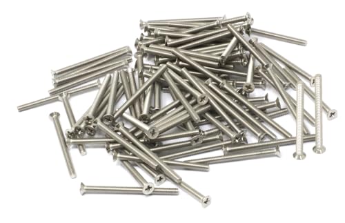 iexcell 100 Pcs M3 x 40mm Thread Pitch 0.5 mm Stainless Steel 304 Phillips Drive Flat Head Countersunk Screws Bolts, Bright Finish - size: M3 x 40mm