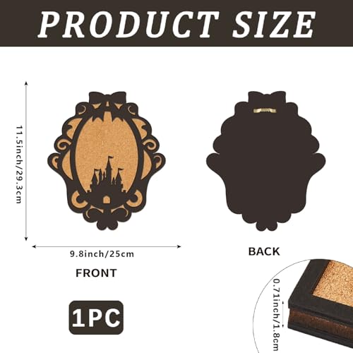 CRASPIRE Princess Castle Pin Cork Board Wooden Black Vintage 11.8x9.1 - style: Retro Castle