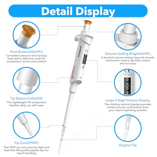 FOUR E'S SCIENTIFIC 0.5-10μL Pipette Pro, Single-Channel Pipettor - size: 02 (0.5-10μL)