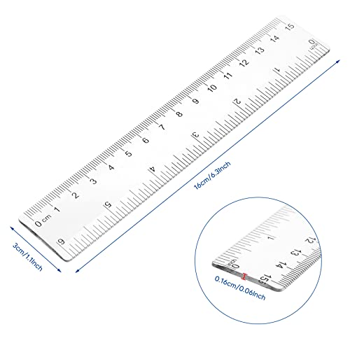 Zonon 100 Pcs 6 Inch Plastic Rulers Flexible Dual,Clear - color: Clear