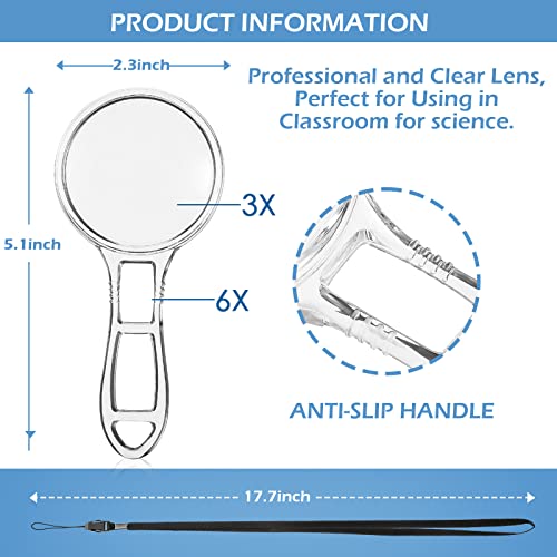 Xinnun 30 Pack Magnifying Glass Bulk Mini Handheld Magnifying Glass Bulk Small Reading Magnifier Acrylic Hand Lens for Outdoor Explorer Science Observation Seniors Reading