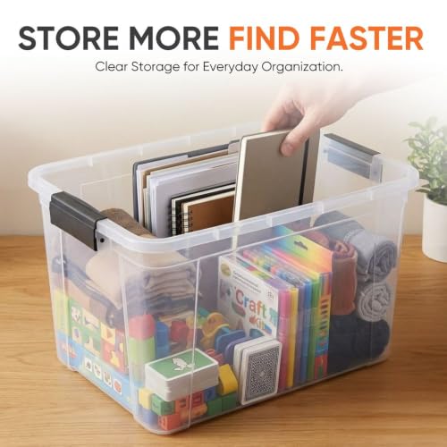 Superio 26.5 Quart Clear Plastic Storage Boxes with Lids, Stackable Organizer Containers, BPA-Free Storage Bins for Home, Office, School & Dorm, 1 Pack - size: 26 Quart