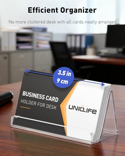 Uniclife 4 Pack Acrylic Business Card Holder for Desk, 50 Card Capacity - color: 50 Card Capacity, size: 4 Pack