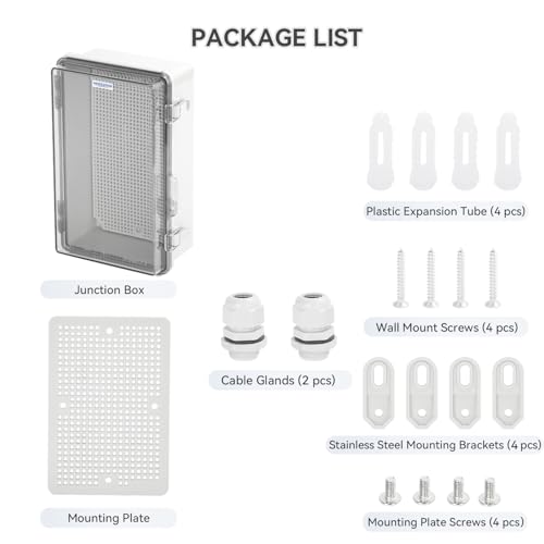 Mollom Transparent Cover Outdoor Junction Box (10.2x6.3x3.9In) - size: 10.2x6.3x3.9"