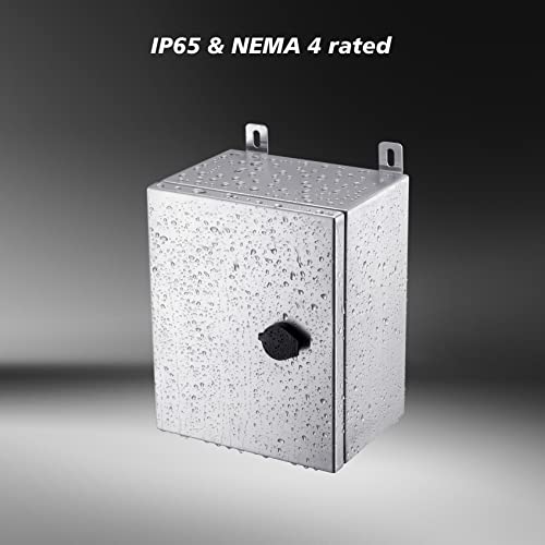 IP65 Weatherproof Stainless Steel Box Wall-Mounted Electronic Equipment Enclosure Box with Mounting Plate and Wall Bracket (10'' x 8'' x 6'')… - size: 10" x 8" x 6"