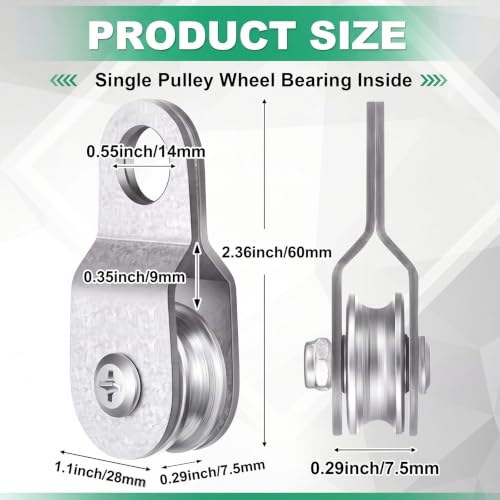 Yaocom 40 Pcs Single Pulley Block Wheel Bearing Inside, 2.6 x 1.1 Inch - size: 2.6 x 1.1 Inch