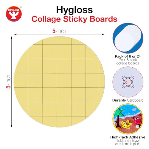 Hygloss Sticky Circle Craft Boards - 24 Pack 5-Inch Self Stick Collage Boards for Kids - Peel & Stick Mounting Boards for Art Projects, School Crafts, Classrooms, and DIY Displays - size: 24-Pcs, style: Circle 5"