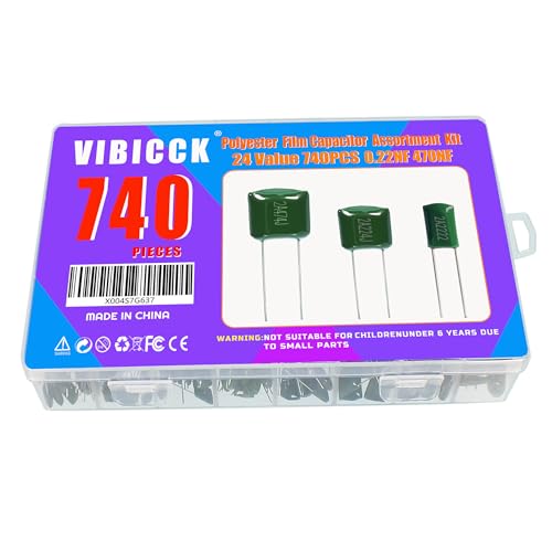 24 Value 740Pcs Metalized Mylar Polyester Film Capacitors Kit