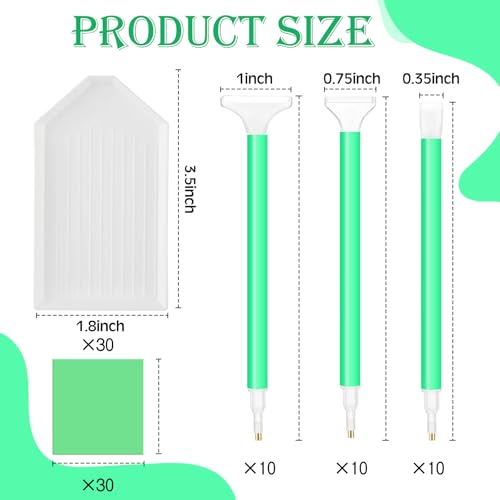 Affrolling 90 Pcs Diamond Art Tools, Drill Pens Trays Glue Clay - color: White and Green