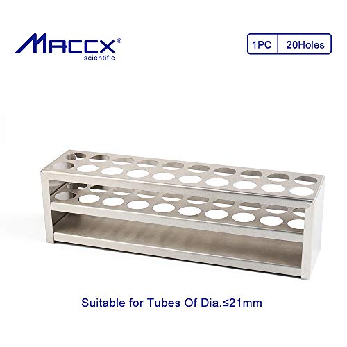 Tube Rack, Stainless Steel Material, 20Holes(2×10), Suitable for Tubes of Dia.≤21mm, TTR020-001 - style: 20 Holes, for Tubes of Dia.≤21mm