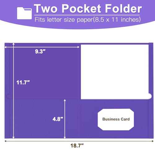 30 Pack Paper 2 Pocket File Folders, Letter Size Purple Folder - color: Purple