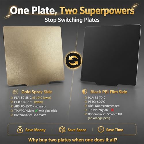 3D Printer 232x154mm Creator Pro 2 PEI Sheet【Double Sided Textured/Smooth】Spring Steel Flexible Build Plate with Magnetic Base for Creator Pro 2,Dreamer,Inventor,QID1 X-pro. - size: 232x154mm
