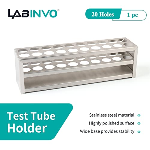 20 Holes (2×10) Tube Rack, Suitable for Tubes of Dia.≤21mm,Stainless Steel Test Tube Holder, IN-TTRS20 - style: 20Holes, Dia.≤21mm