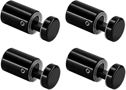 Side Clamp Standoffs 3/4" x 1" Solid Aluminum, Edge Grip Sign Standoffs for Glass, Burglarproof Sign Standoff, Standoffs Hardware, for Acrylic, Glass, PVC, Glass Panel with 2 pcs Spacers - color: Black, size: 12 PC