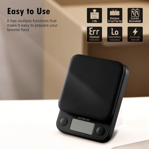 NUTRI FIT Food Scale Small Digital Kitchen Scales Weight Grams Ounces Black - color: Classic Black