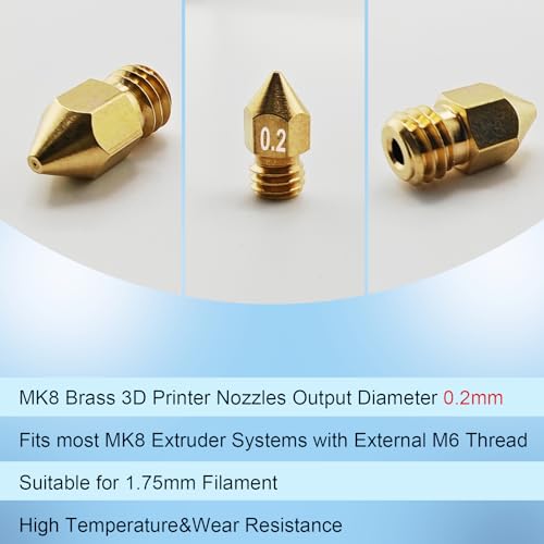 16Pcs 3D Printer Nozzles 0.2mm, Ender 3 Nozzle 0.2mm MK8 Extruder Nozzles Compatible for Creality Ender 3 /Ender 3 Pro/Ender 3 v2, Ender 5 Pro/Ender 5, CR-10/10S, Makerbot, Anet A8 3D Printer, - style: 16Pcs Ender 3 Nozzle 0.2mm