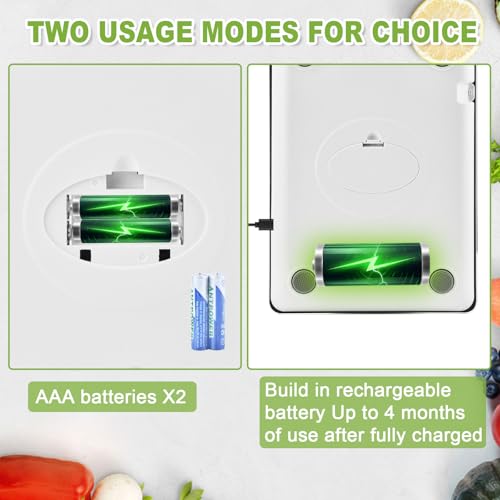 Digital Kitchen Scale, 33lb Food Scale Precisely Measures Grams and Ounces for Baking, Cooking, and Meal Prep, Rechargeable 304 Stainless Steel with LCD Display, Batteries and USB Charging Included - size: 0.1 oz/15kg Battery
