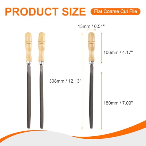 HARFINGTON 3pcs Triangle Coarse/Medium/Thin Cut File 8" Double Cut Teeth High Carbon Steel Hand Rasp File Wood Handle for Metal Wood Deburring Removing - size: 8"