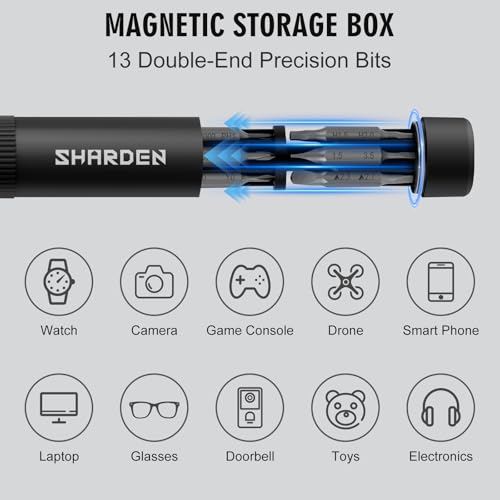 SHARDEN 27-in-1 Precision Screwdriver Set Multi Bit Mini Small Screwdriver - color: Black, size: Pocket Size-Precision