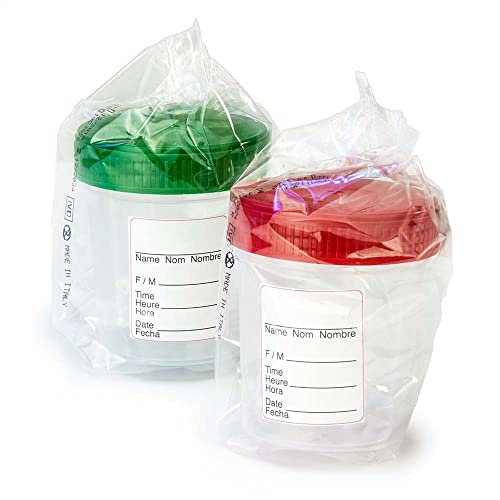 Globe Scientific 5901G PP Specimen Container with Full Turn Green Attached Screwcap and ID Label, Graduated, Sterile, 4oz Capacity, 57.6mm Diameter, 72mm Height, Pack of 250