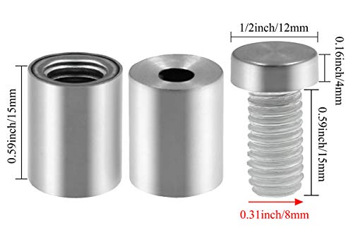 Luomorgo Stainless Steel Standoff Screws, 1/2" x 0.78", Silver, 12 Pcs - color: Silver, 12 Pcs, size: 1/2" x 0.78" / 12mm x 20mm