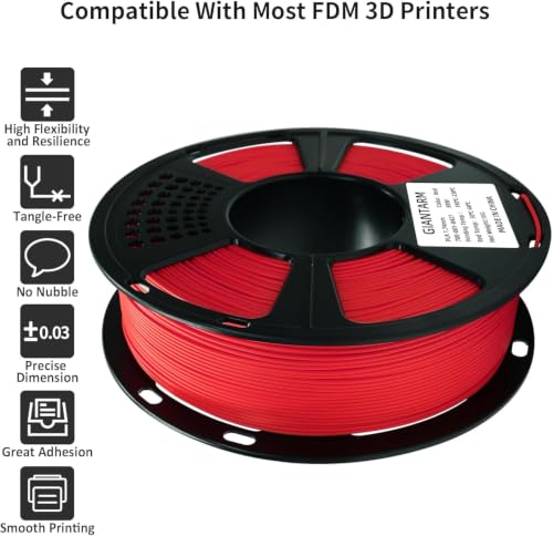 GIANTARM PLA 3D Printer Filament 1.75mm,Red 2kg - color: Red, size: 2kg