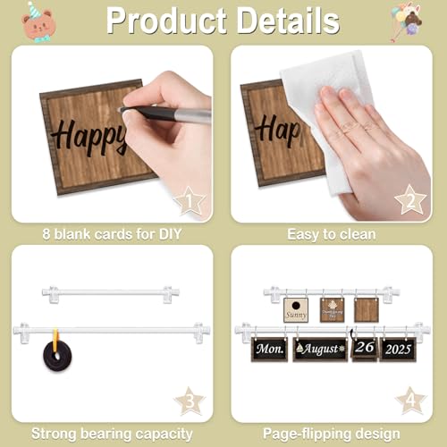96 Cards Classroom Bulletin Board Decorations Set for Teachers,Flip Calendar with Holder for Classroom,Adjustable Calendar,Preschool Elementary Home Decor Supplies(Wood Grain,Industrial Chic) - style: Industrial Chic