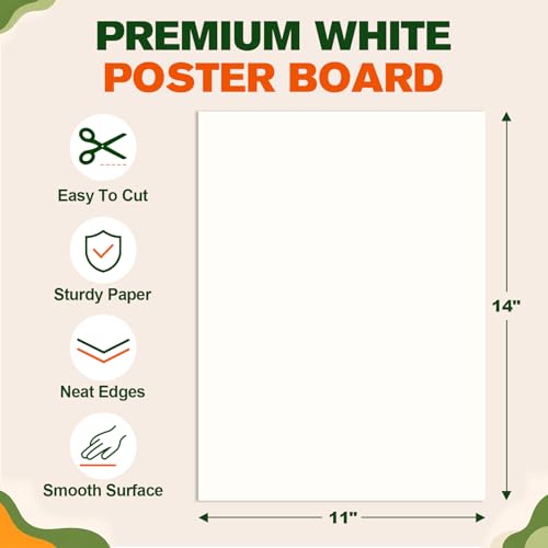 50 Pack Poster Board 11" x 14", Dual-Sided Heavyweight Poster Paper, 300GSM - size: 110lb-50Sheets