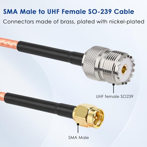 XRDS -RF SMA Male to SO239 RG316 Cable 4FT 2PCS- SMA Male to SO239 UHF Female Antenna Cable - High Performance Low Loss - for Ham Radio, CB Radio, Antenna, Receiver, Transmitter - size: 4FT