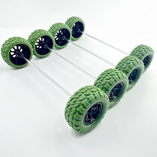 10PCS Toy Car Wheel RC Car Rubber Tire Wheel with 5PCS Shaft Round Rod Axles for RC Car Truck Robot DIY Model Toy Wheel Parts (2x36mm Green) - style: 2x36mm Green