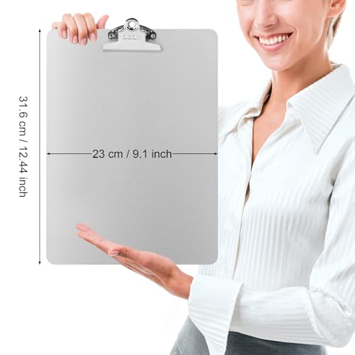 ZCZN Metal Clipboard, 4 Pack Heavy Duty Aluminum Clipboards 12 x 9 Inches, A4 Letter Sizer Document Holder with High Capacity Clip, Suitable for School, Office, Jobsite or Medical Staff, Silver - color: Silver