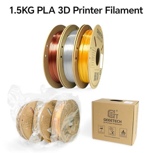 Geeetech Silk PLA 3D Printer Filament, 1.5KG Metallic Silver+Copper+Gold - color: 1.5kg Silk Silver+copper+gold