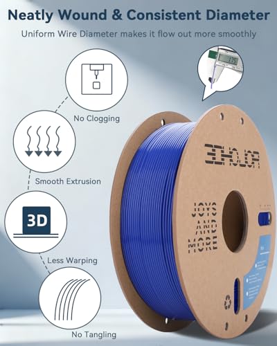 3DHoJor PLA Filament 1.75mm,3D Printer Filament,1kg Cardboard Spool (2.2lbs),Dimensional Accuracy +/- 0.03 mm,Vacuum Packaging,Odor Free, Clog Free,Fit Most 3D FDM Printer,Blue - color: Blue