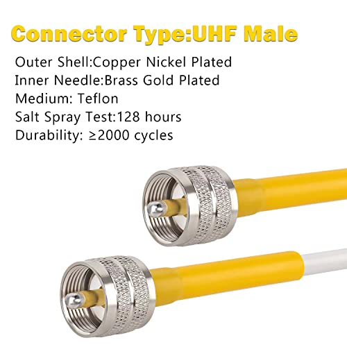 MOOKEERF UHF CB Coax Cable,60ft RG8x Coaxial Cable UHF PL259 Male to Male CB Antenna Cable,Low Loss UHF Cable PL259 Cable for CB Radio,HAM Radio,VHF Radio,SWR Meter,Antenna Analyzer - size: 60FT
