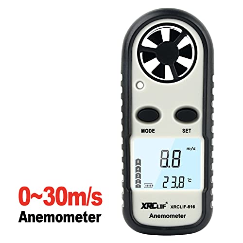 Digital Wind Speed Meter Anemometer, Handhled Wind Gauges Measuring Wind Chill Temperature Speed, Wind Meter Thermometer Gauge for Shooting Windsurfing Fishing Hunting Gray