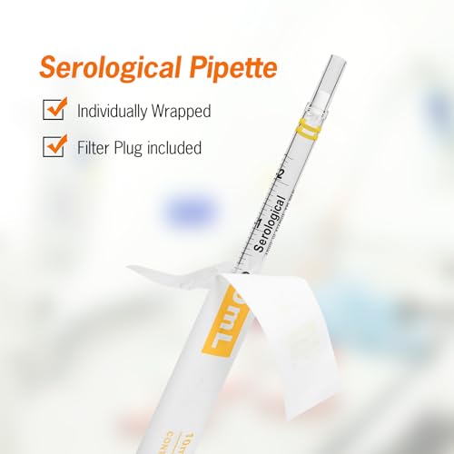 10ml Serological Pipettes, Disposable Plastic Polystyrene Pipettes with Individually Wrapped, Sterile, 200 Pcs - size: 10ML