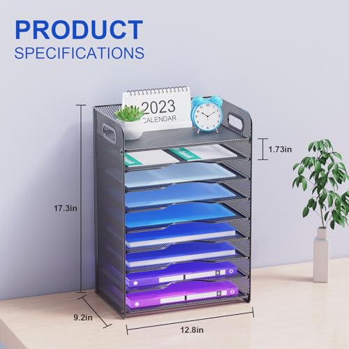 Samstar 9 Tier Desk Organizer, Mesh Paper Letter Tray File Rack Shelves Paper Sorter Storage with Handles, Black - color: Black 9 Tier Pack of 1