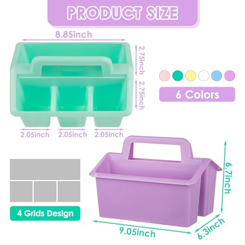 Plastic Caddy With Handle,Protable Classroom Craft Caddy, 6-pack Storage Caddy For Pencil,Pen,Craft Tools (Pastel Color) - color: Pastel Color