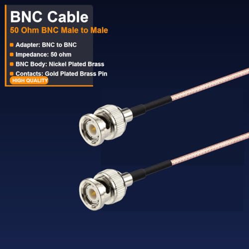 Superbat BNC Cable 50 Ohm BNC Male to Male Coaxial Cable 3ft RG316 Jumper for Antenna Scanners Ham Radios Security CCTV Camera etc. 2pcs - color: 2pcs, size: 3ft