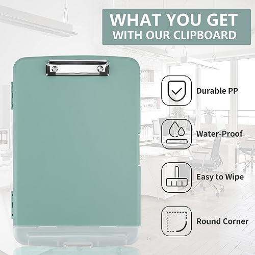 Clipboard with Storage, A4 Binder Nursing Clipboards with Pen Holder, Heavy Duty Storage Clipboards with Low Profile Clip, Clipboard Folder Side-Opening, Smooth Writing Clip Board (Dark Green) - color: Dark Green